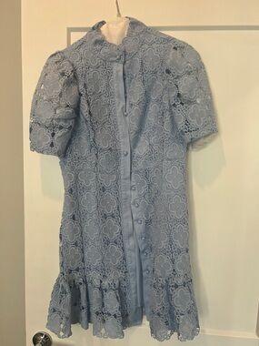 Aqua Light Blue Lace Mini Dress